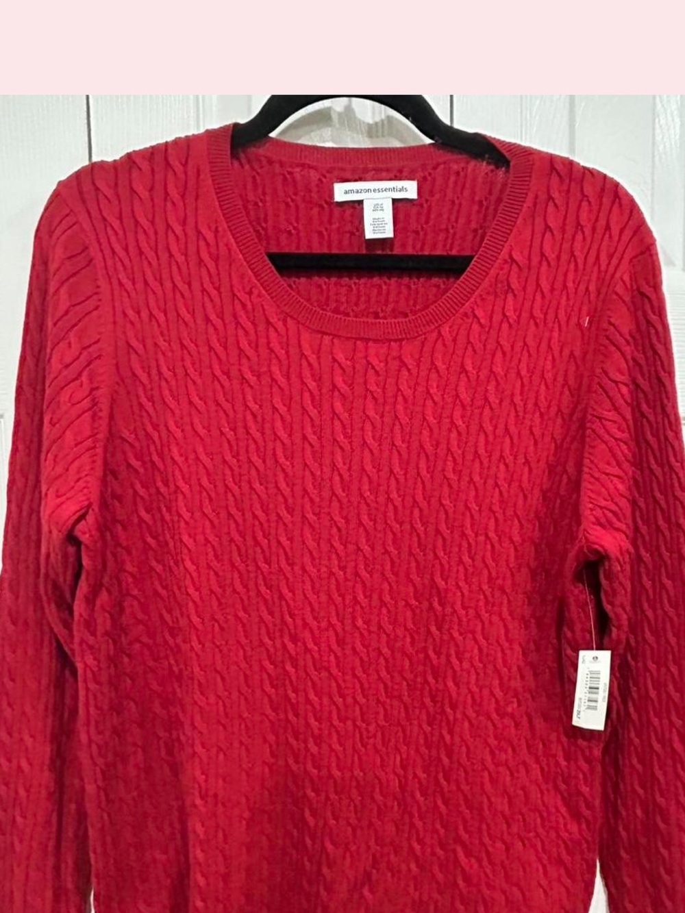 Amazon Essentials Red Cable Knit Crewneck Sweater XL NWT